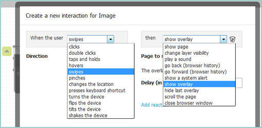 Pidoco’s Interaction Dialog allows users to easily define advanced interactions